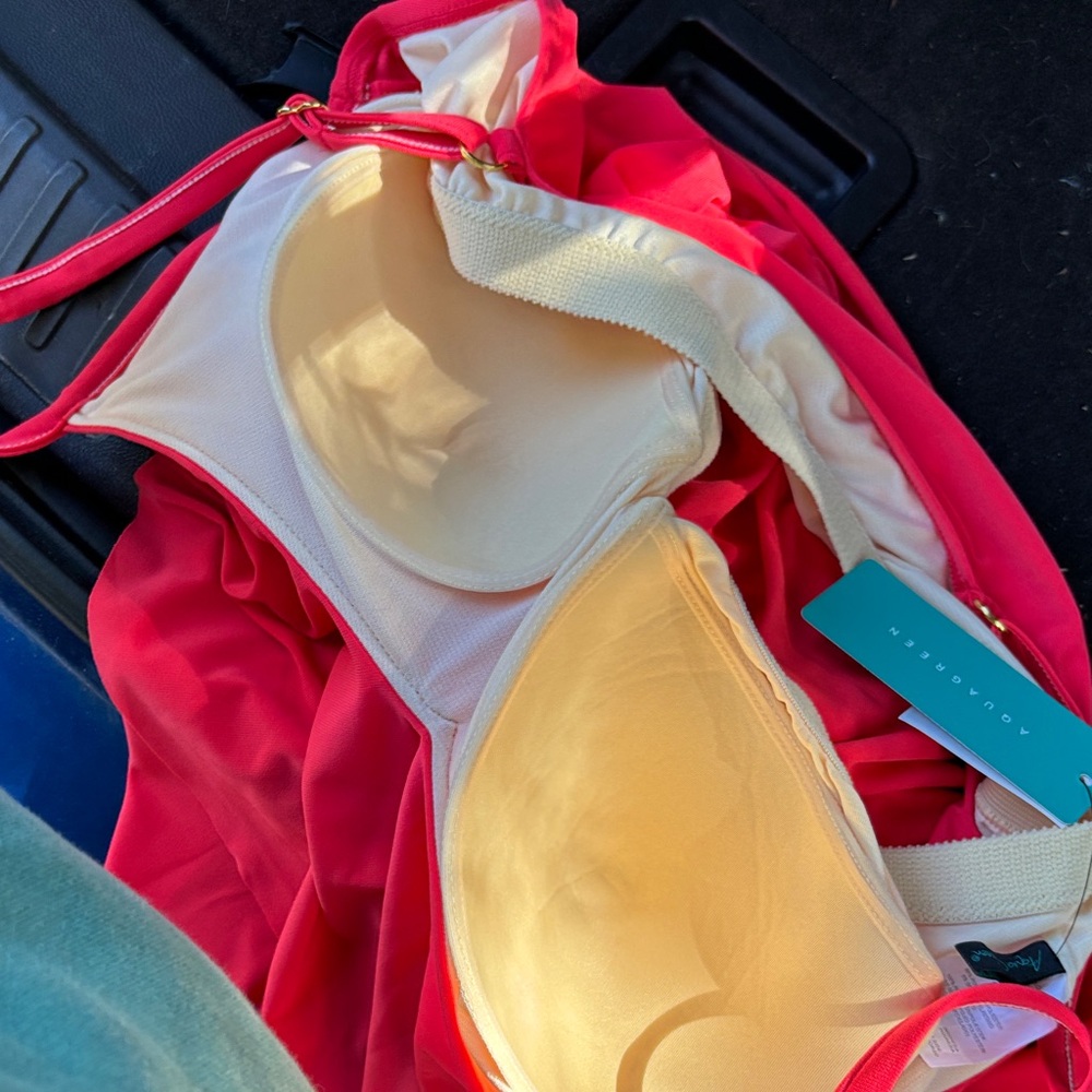 Aqua Green Vibrant Red Layered Swim Camisole - Picture 8 of 8